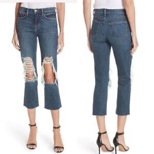 L’AGENCE Jordan Ripped Cropped Bootcut Jeans